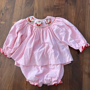 Anavini hand smocked Santa outfit